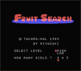 Title screen of Fruit Search on the MSX.