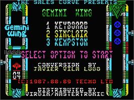 Title screen of Gemini Wing on the MSX.