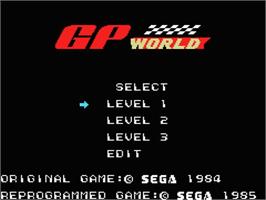 Title screen of Gp World on the MSX.