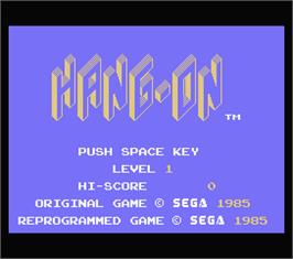 Title screen of Hang-On on the MSX.