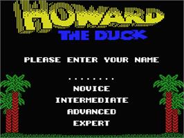 Title screen of Howard the Duck on the MSX.