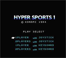 Title screen of Hyper Sports on the MSX.