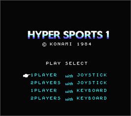 Title screen of Hyper Sports 1 on the MSX.