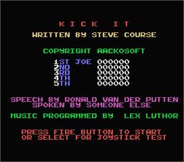 Title screen of Kick It on the MSX.
