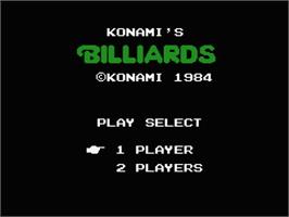 Title screen of Konami's Billiards on the MSX.