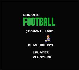 Title screen of Konami's Football on the MSX.
