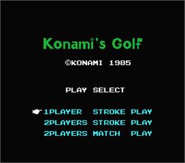 Title screen of Konami's Golf on the MSX.