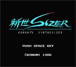 Title screen of Konami's Synthesizer on the MSX.
