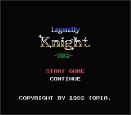 Title screen of Legendly Knight on the MSX.