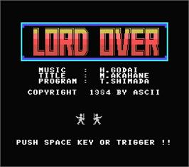Title screen of Lord Over on the MSX.