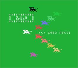 Title screen of MSX Derby on the MSX.