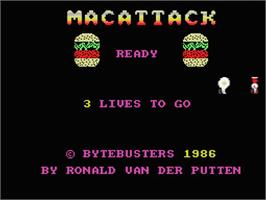 Title screen of Mac Attack on the MSX.