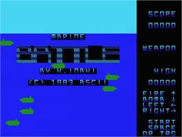 Title screen of Marine Battle on the MSX.
