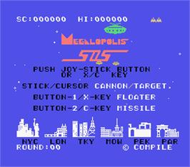 Title screen of Megalopolis Sos on the MSX.