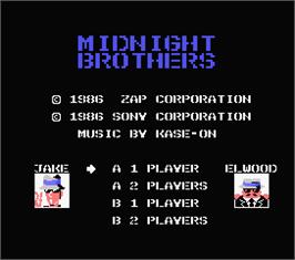 Title screen of Midnight Brothers on the MSX.