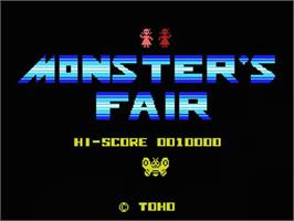 Title screen of Monster's Fair on the MSX.