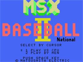 Title screen of Msx Baseball 2 National on the MSX.