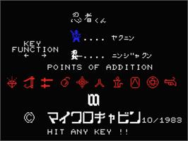 Title screen of Ninjakun on the MSX.
