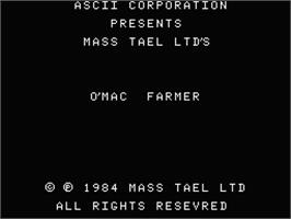 Title screen of O'mac Farmer on the MSX.