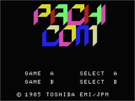 Title screen of Pachi Com on the MSX.
