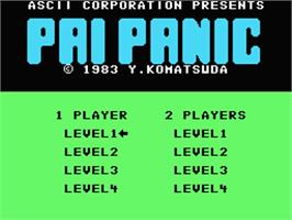 Title screen of Pai Panic on the MSX.