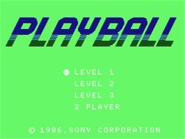 Title screen of Play Ball on the MSX.