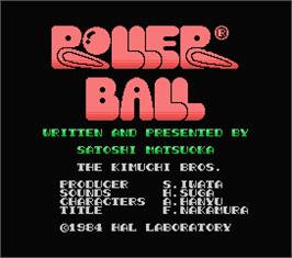 Title screen of Roller Ball on the MSX.