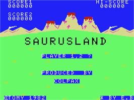 Title screen of Saurus Land on the MSX.