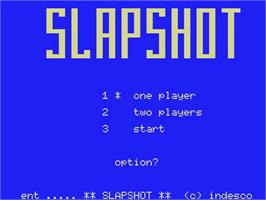 Title screen of Slapshot on the MSX.