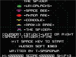 Title screen of Spider, The on the MSX.