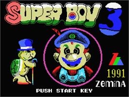 Title screen of Super Boy 3 on the MSX.