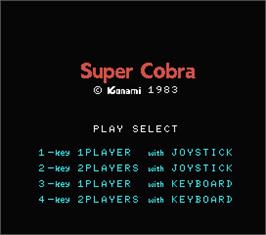 Title screen of Super Cobra on the MSX.