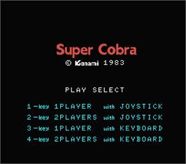Title screen of Super Cobra on the MSX.