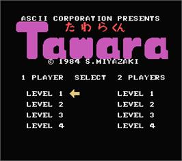 Title screen of Tawara on the MSX.