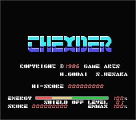 Title screen of Thexder on the MSX.