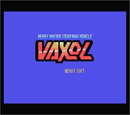 Title screen of Vaxol - Heavy Armed Storm Vehicle on the MSX.