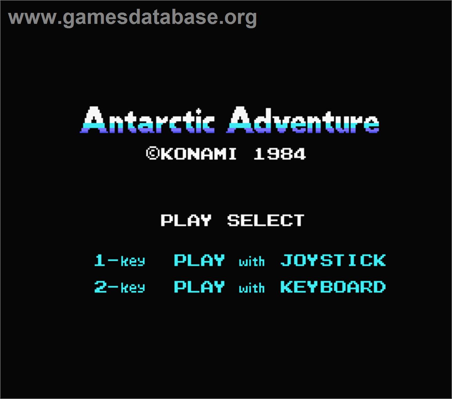 Antarctic Adventure - MSX - Artwork - Title Screen