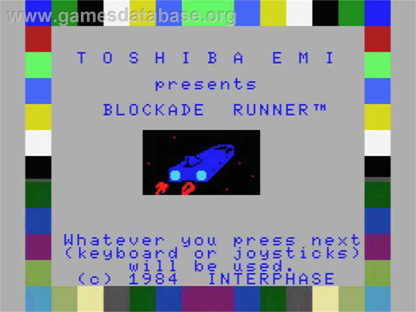 Blockade Runner - MSX - Artwork - Title Screen