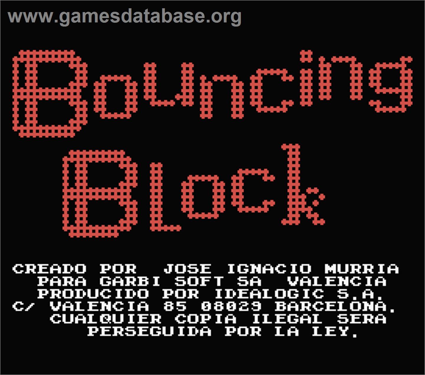 Bouncing Block - MSX - Artwork - Title Screen