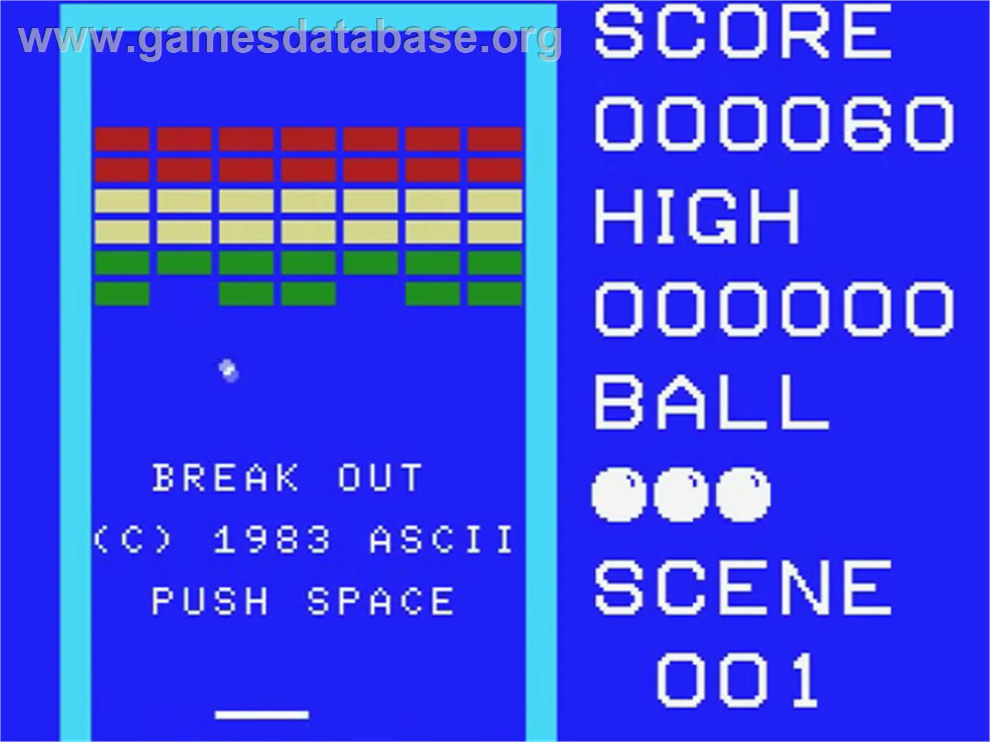 Break Out - MSX - Artwork - Title Screen