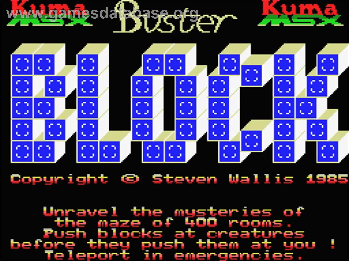 Buster Block - MSX - Artwork - Title Screen