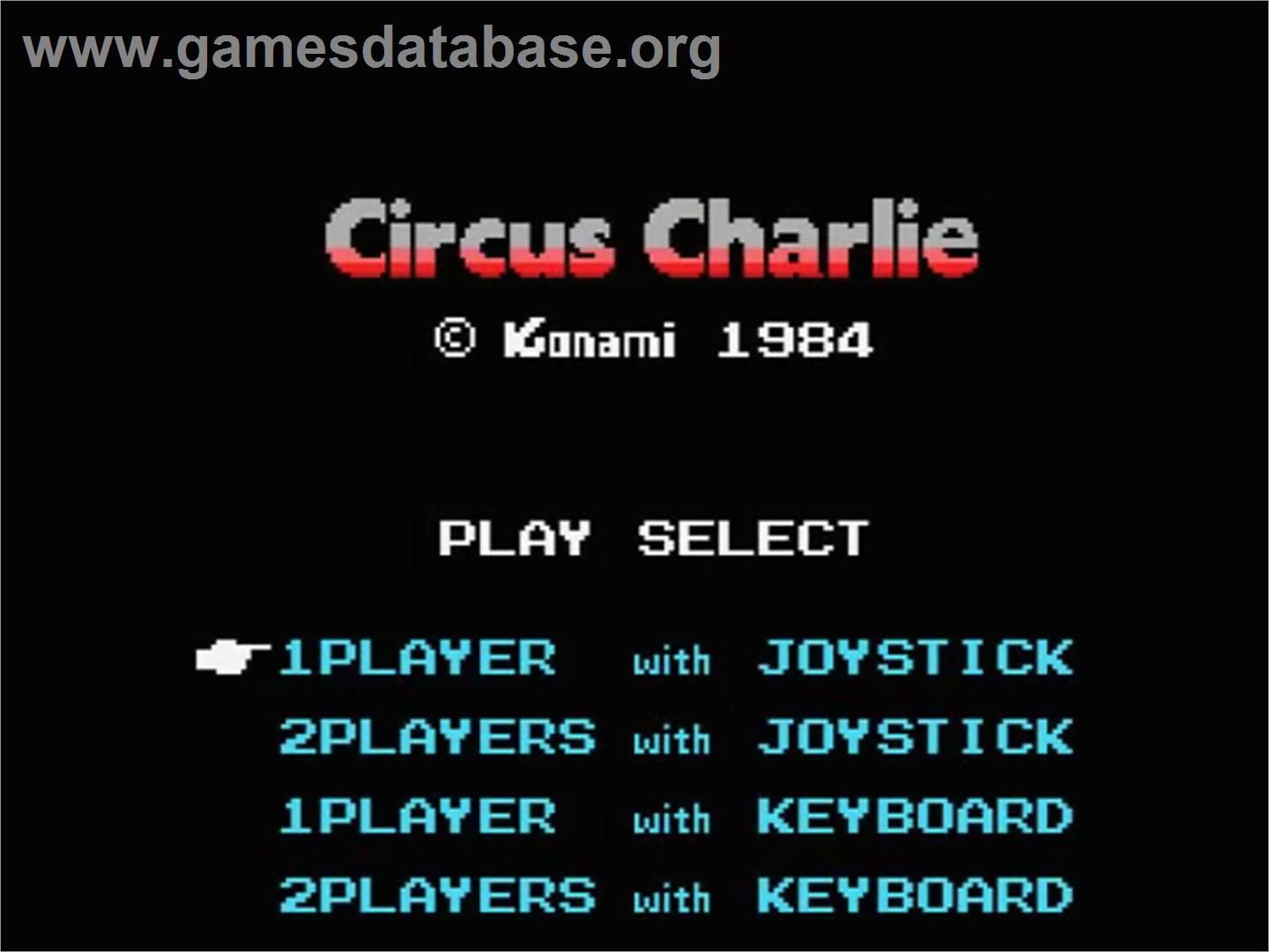 Circus Charlie - MSX - Artwork - Title Screen