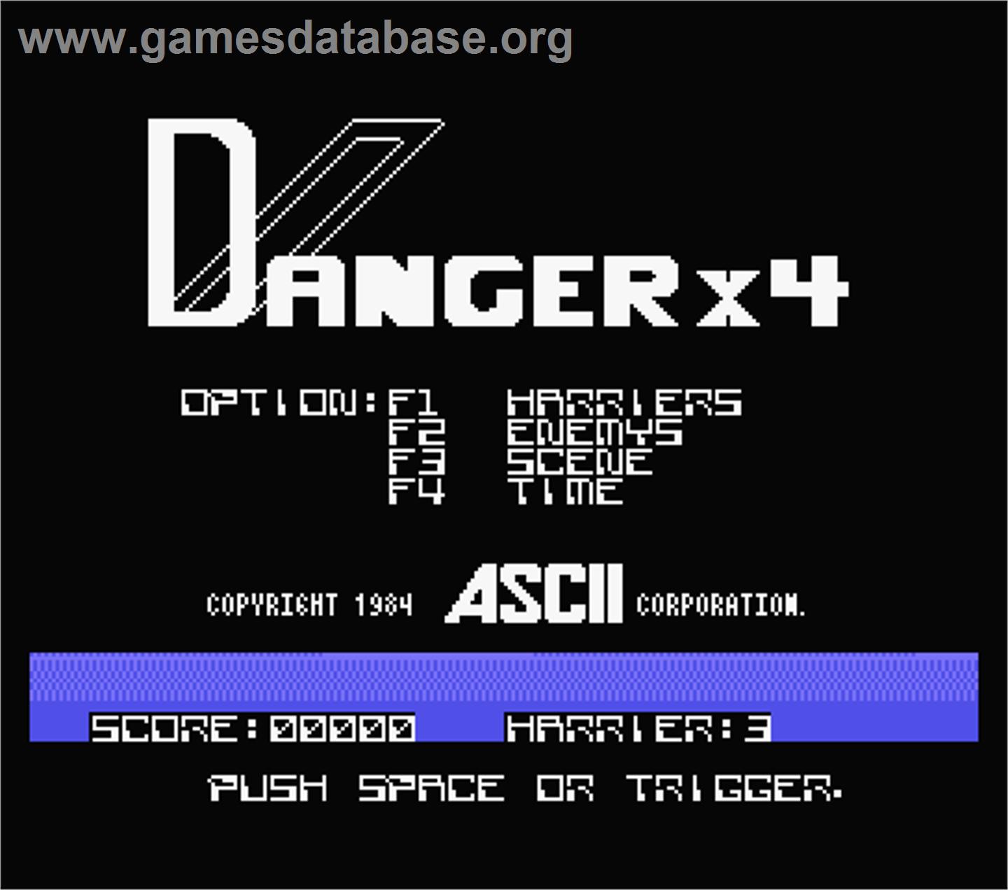Danger X4 - MSX - Artwork - Title Screen