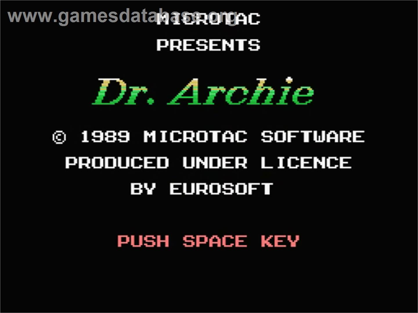 Dr. Archie - MSX - Artwork - Title Screen