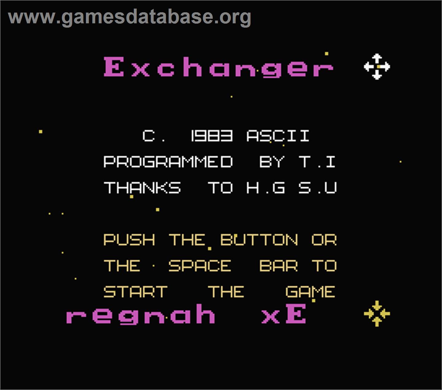 Exchanger - MSX - Artwork - Title Screen