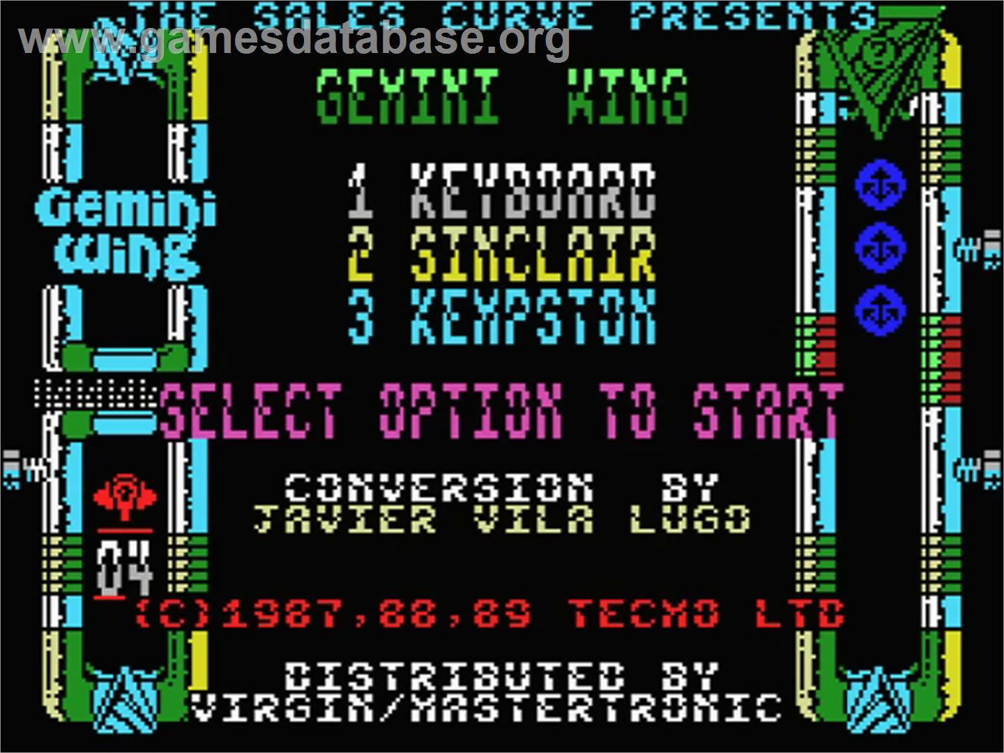 Gemini Wing - MSX - Artwork - Title Screen