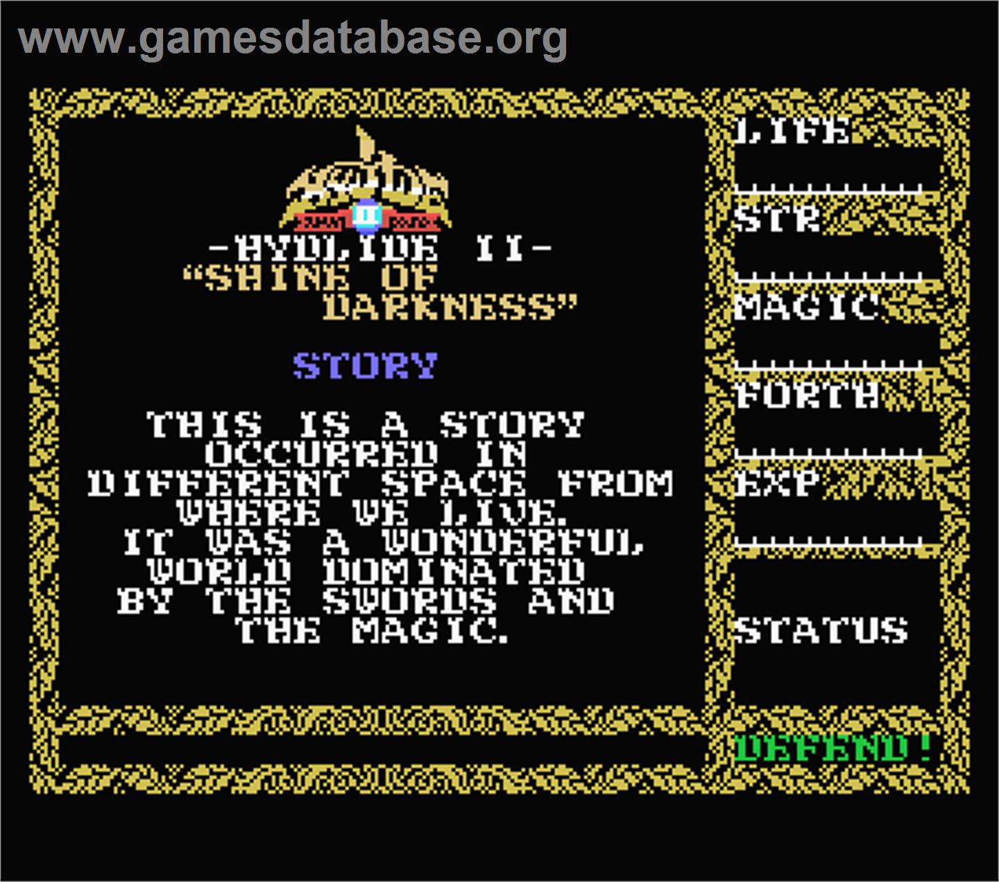 Hydlide 2 - Shine Of Darkness - MSX - Artwork - Title Screen