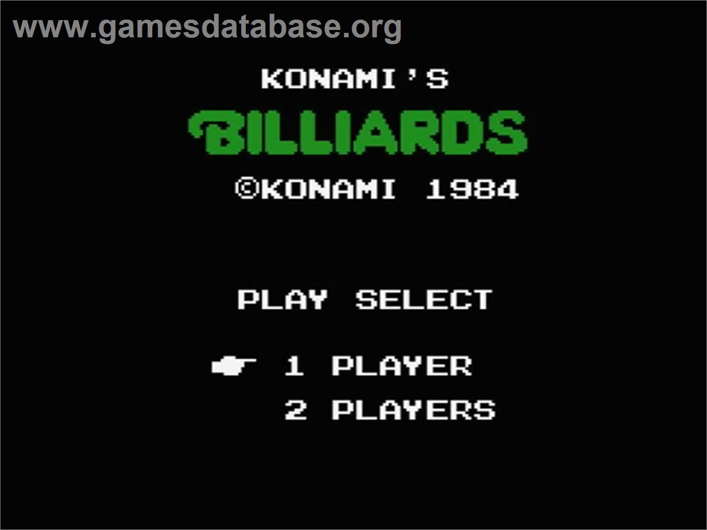 Konami's Billiards - MSX - Artwork - Title Screen