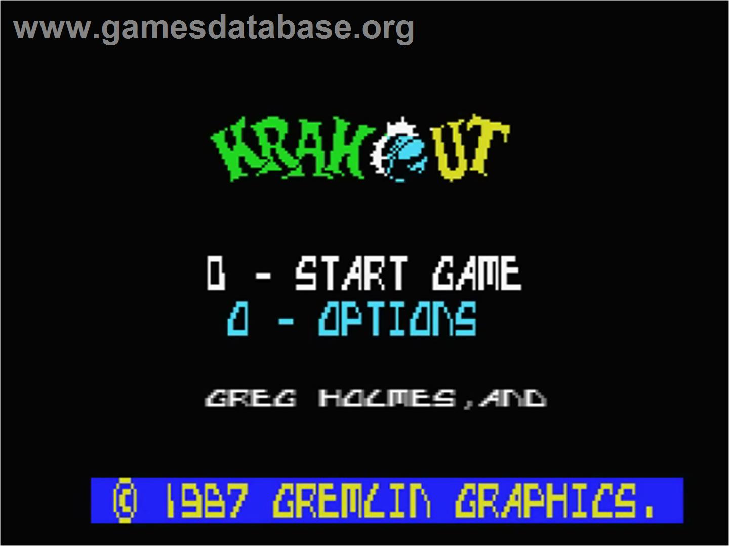 Krakout - MSX - Artwork - Title Screen