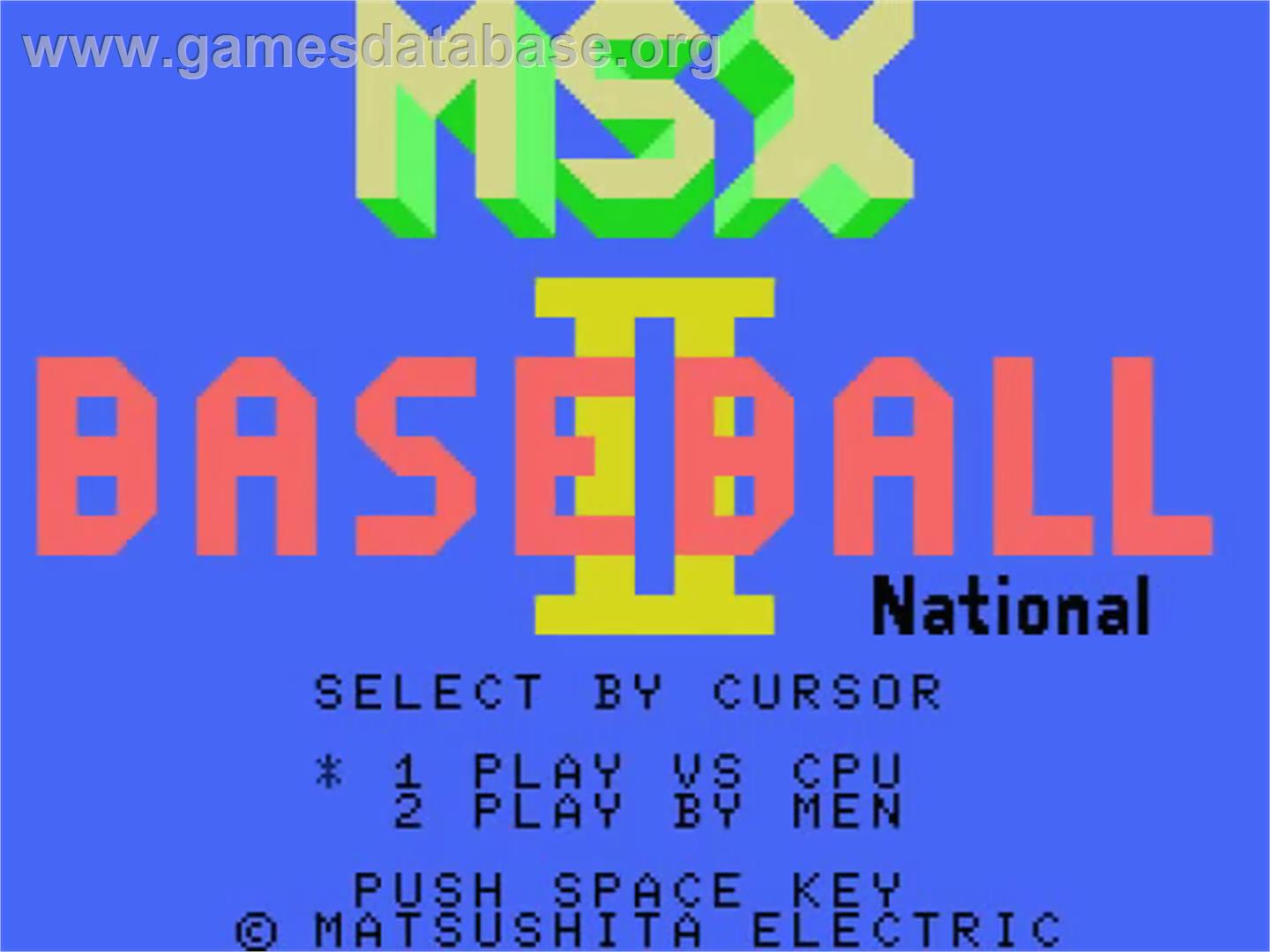 Msx Baseball 2 National - MSX - Artwork - Title Screen